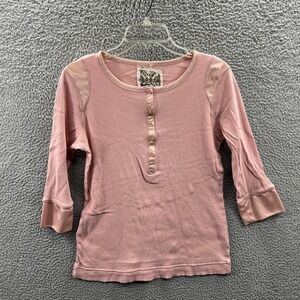 Womens Ribbed Henley Top L Fitted Casual Layering Everyday‎ Essential Everyday